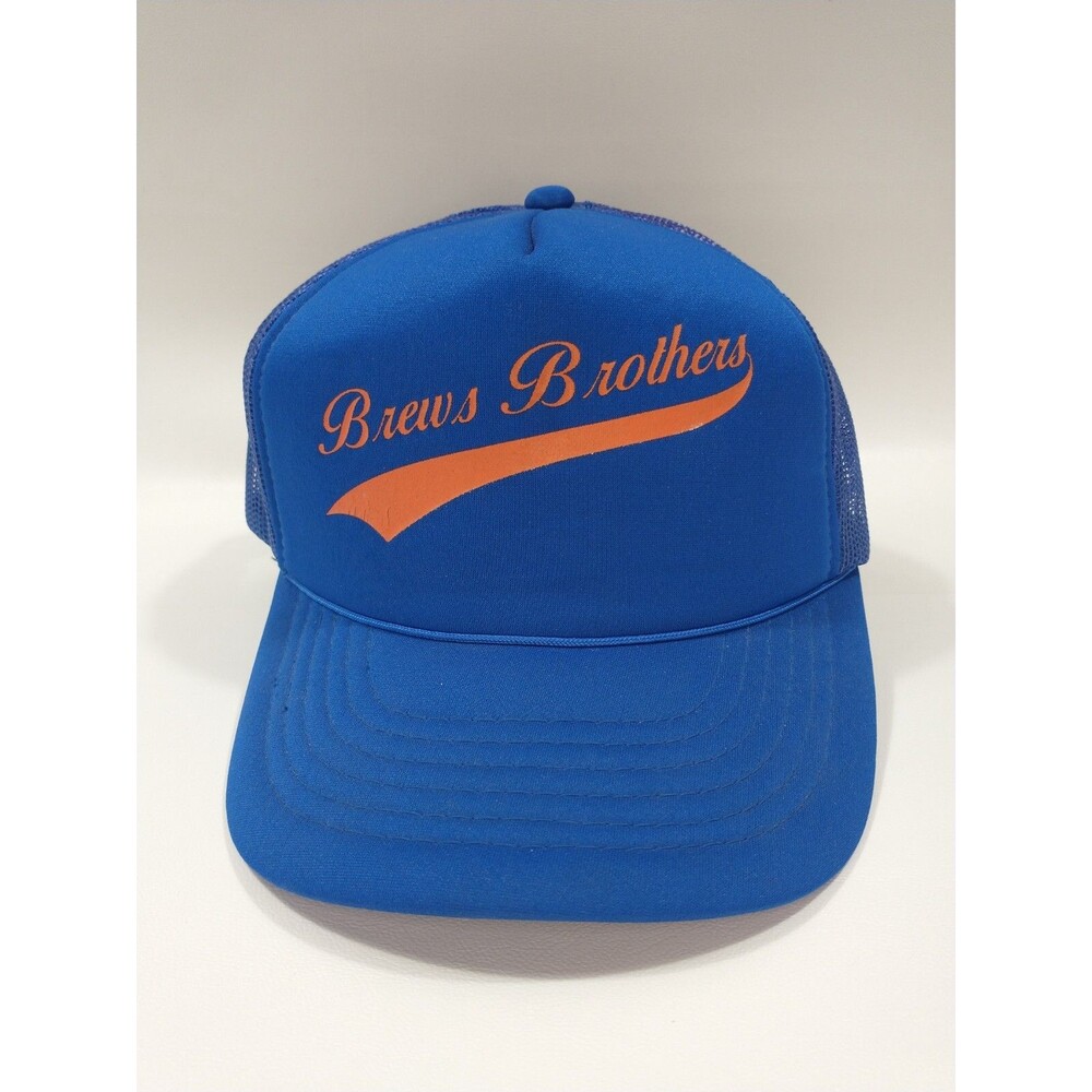 Vintage Brews Brothers Snapback Hat Mesh Foam YoungAn Trucker Cap 80s blue orang